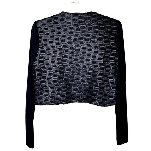 GORGOUS CACHE BLACK SEQUIN SHEER SLEEVE CARDI WORN ONCE! MEDIUM - Picture 3 of 6